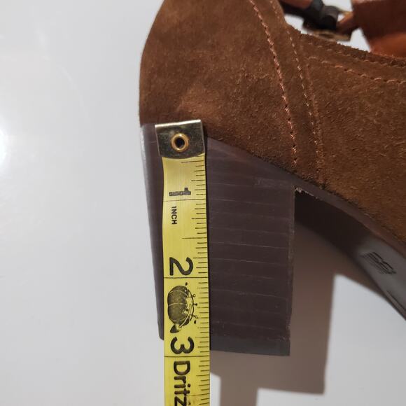 Frye Meghan Suede Ankle Buckle Strap Cut Out Heel Booties Womens Size 9 Brown - Picture 13 of 13